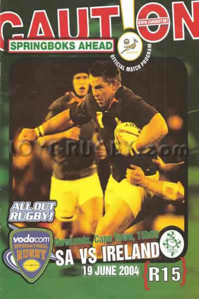 2004 South Africa v Ireland  Rugby Programme